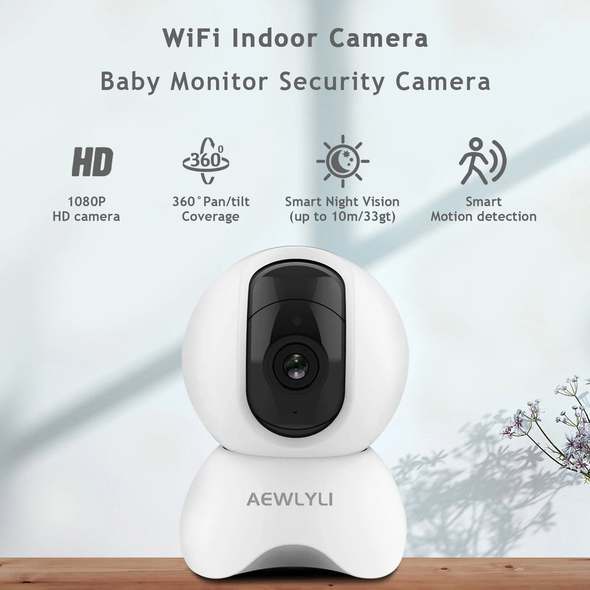 Baby Monitor Security Camera, 360° 1080P HD WiFi Camera W290069