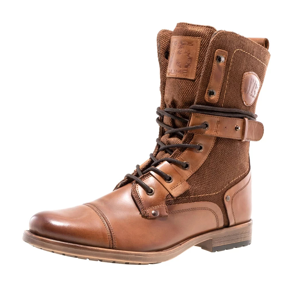 Light Weight Mid-calf Cap-toe Lace-up Combat Boots I516