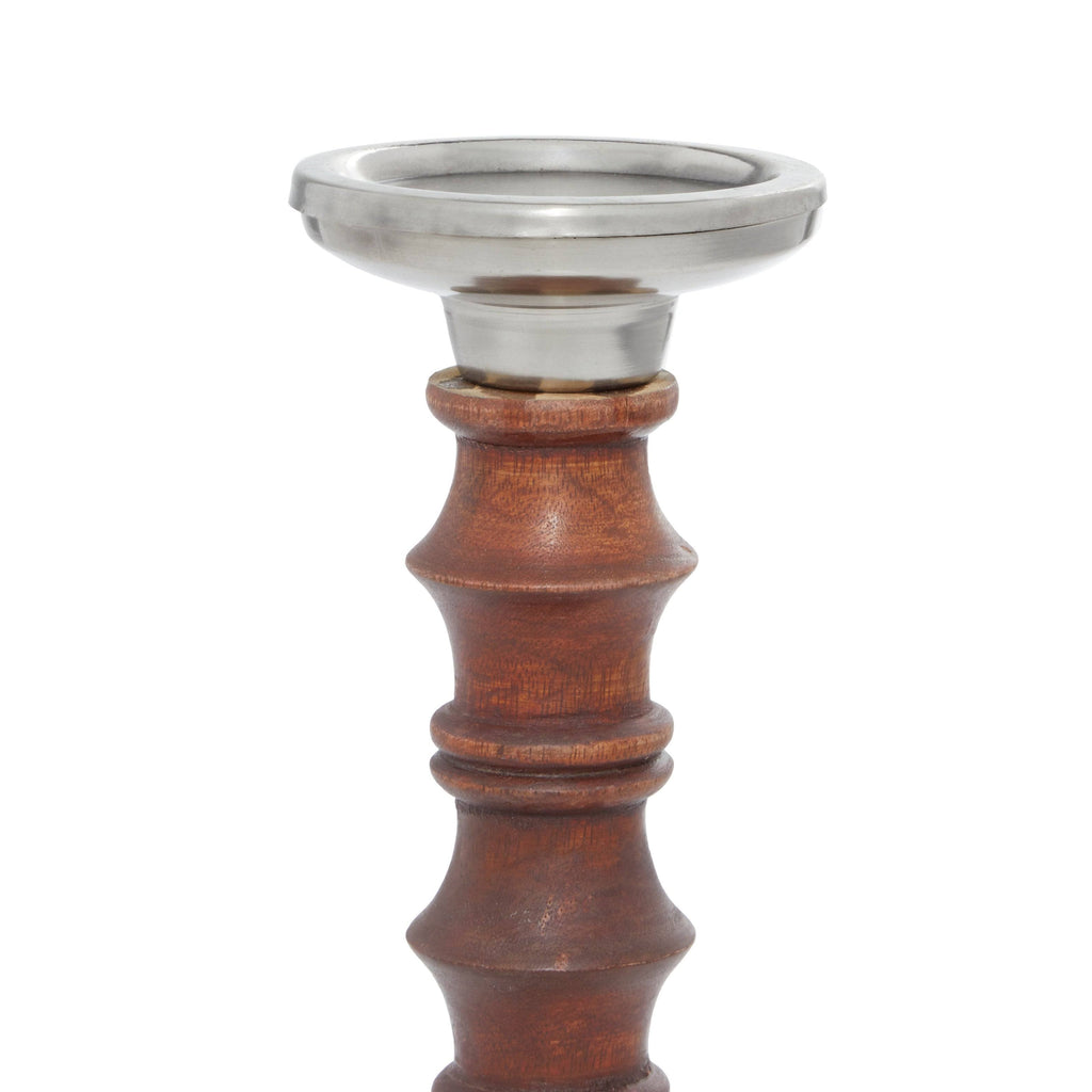 Wood and Aluminum Pillar Candle Holders (Set of 3) X342