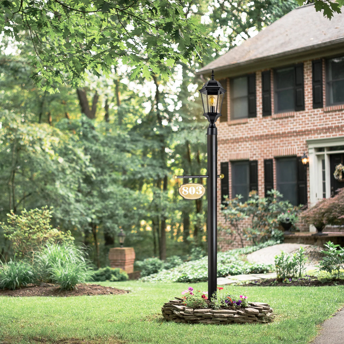 Textured Black Outdoor Post Top Light with Clear Glass V968