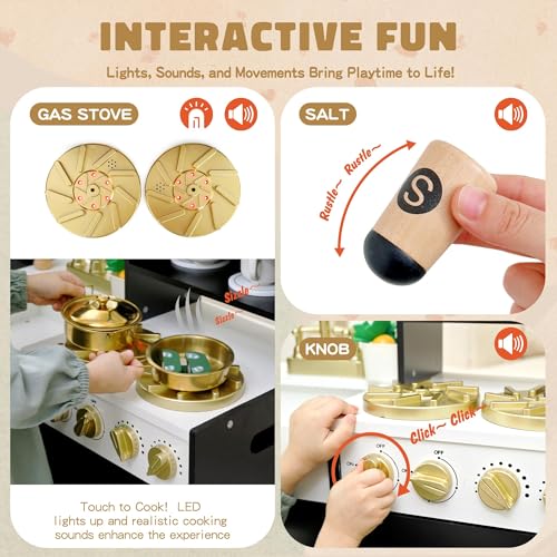 Wooden Play Kitchen Set with Stove, Sink, Coffee Maker & 11 Accessories Z9821