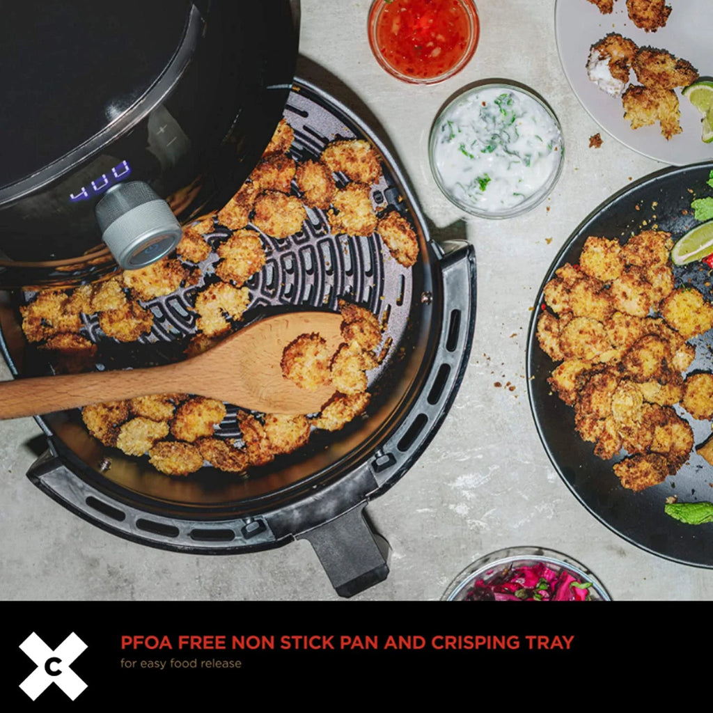 6 Qt Digital Air Fryer with Nonstick Removable Pan and Crisping Tray, Black R848613
