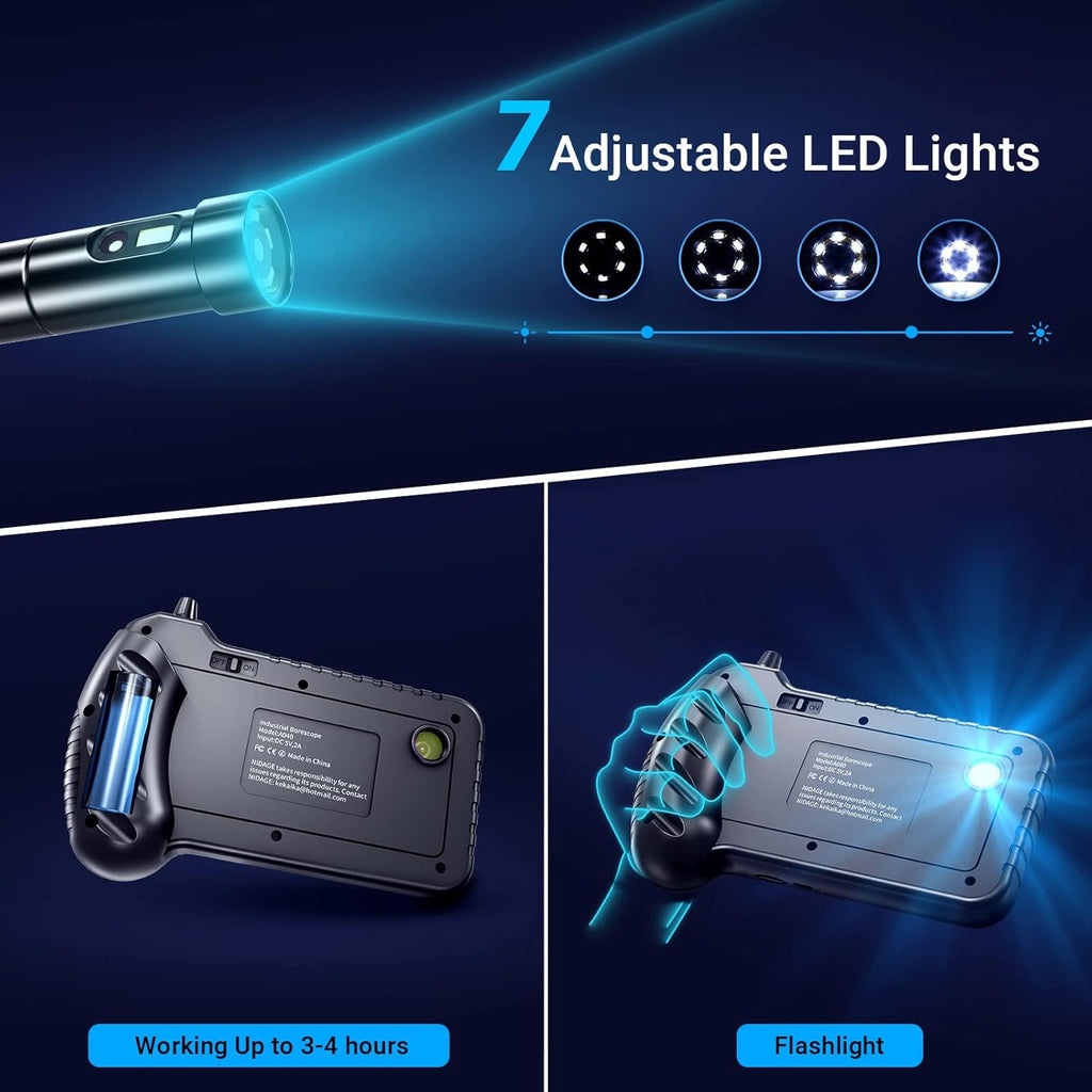 50FT Dual Lens Inspection Camera with 5 IPS Screen and 7 LED Lights M4557