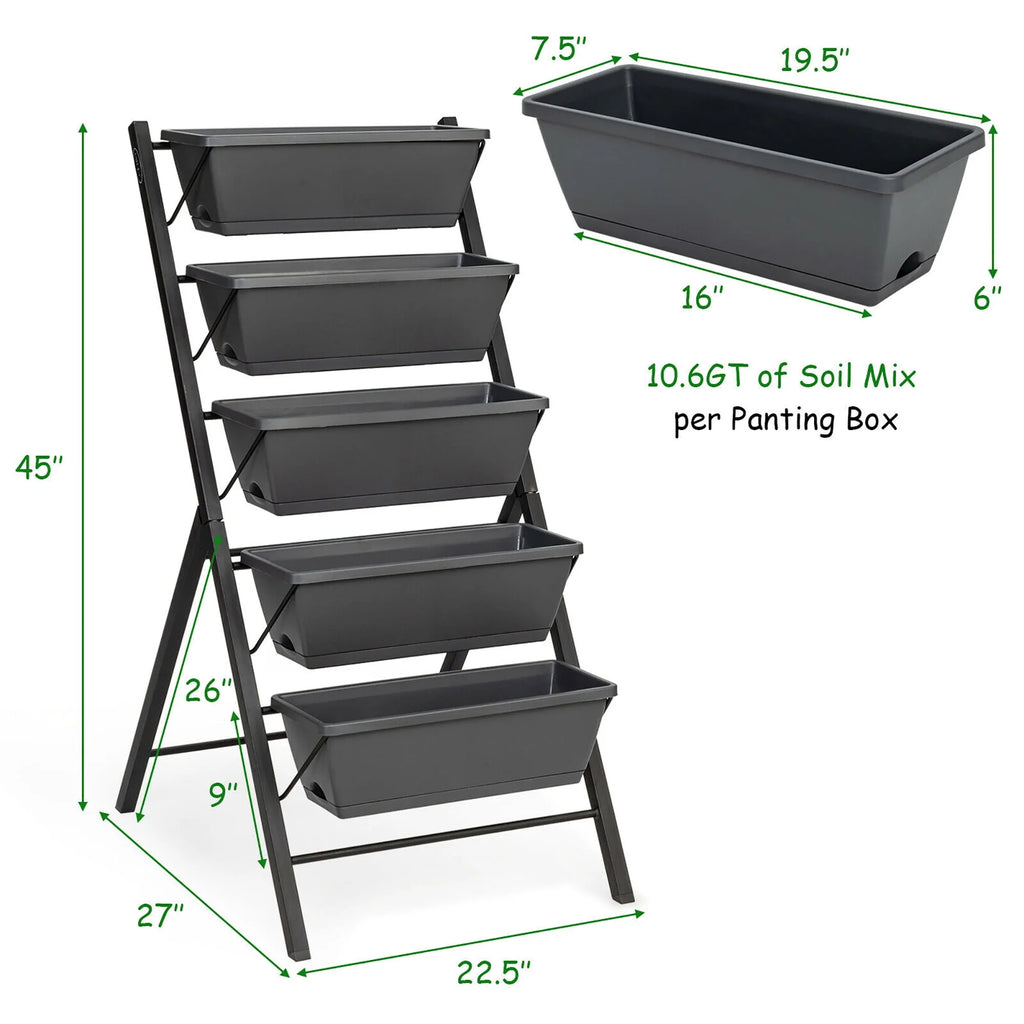4 ft 5-Tier Vertical Raised Garden Bed Planter Box E1477