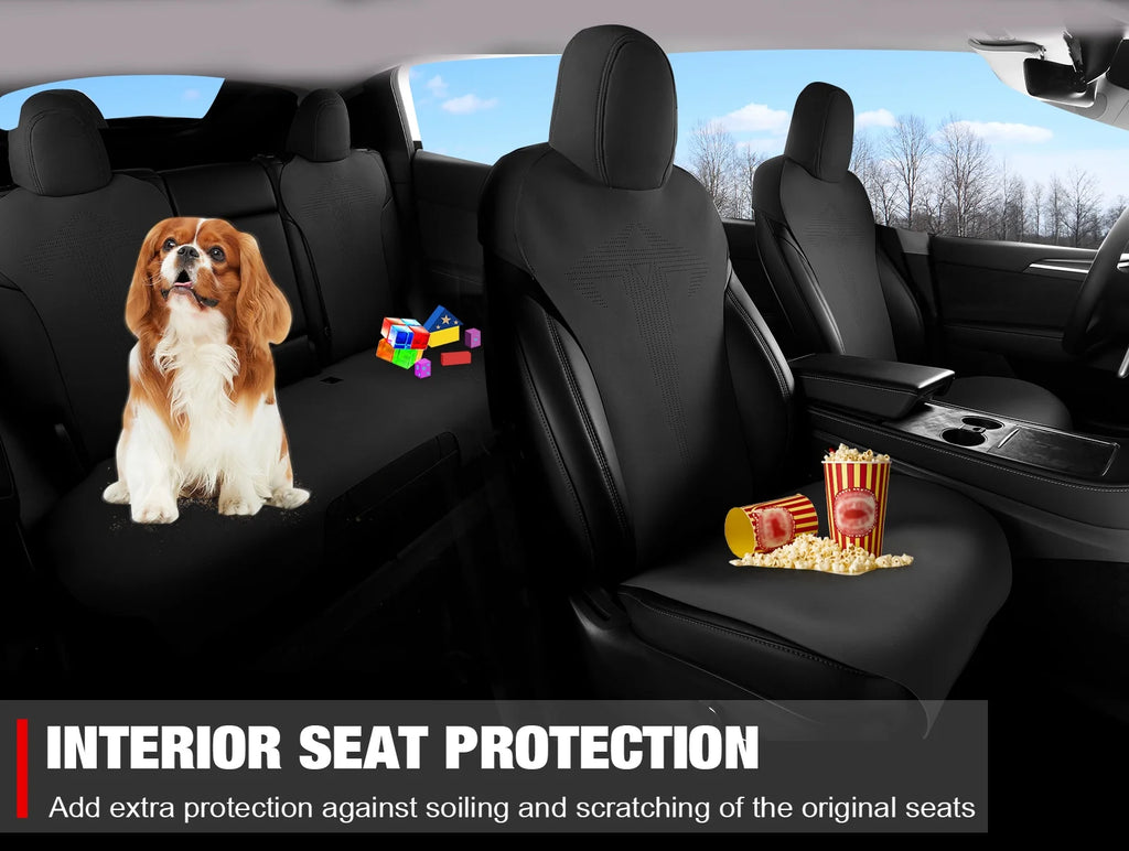 Black Suede Leather Seat Cover Cushions for Tesla Model 3 W7179