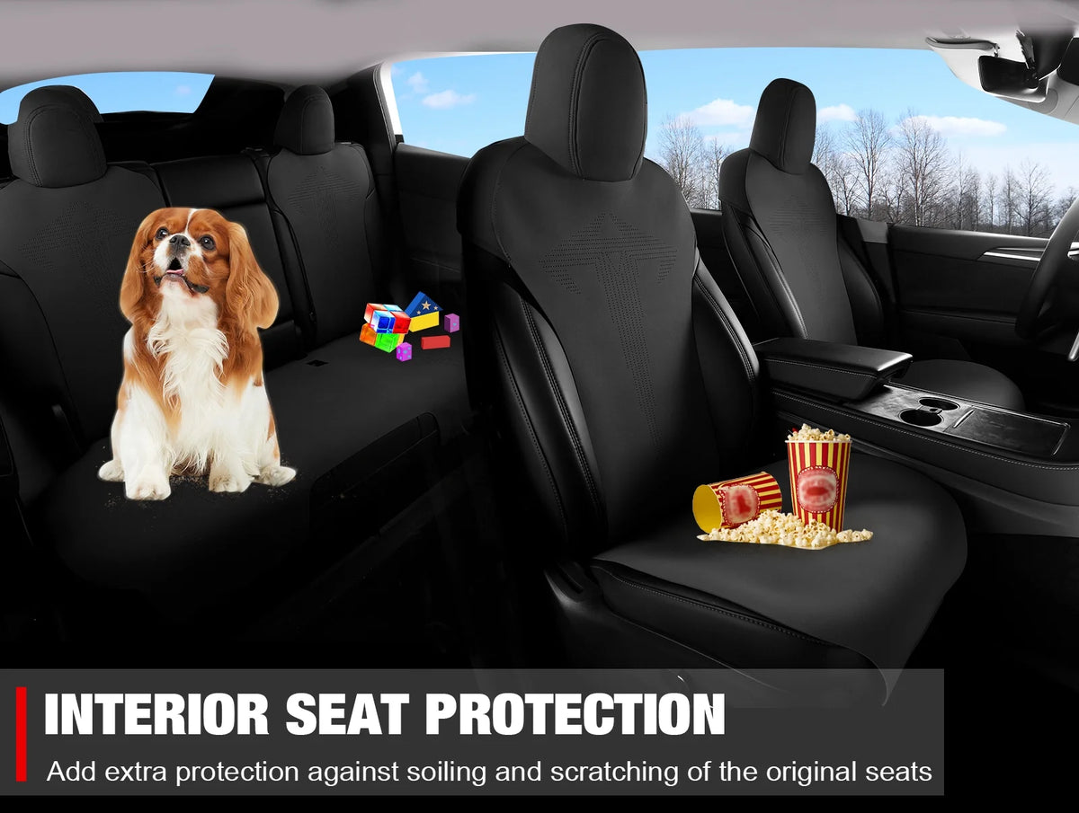 Black Suede Leather Seat Cover Cushions for Tesla Model 3 W7179