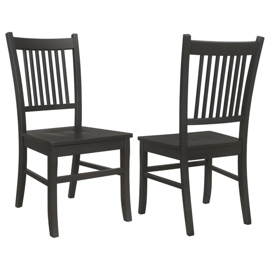 Wood Slat Back Dining Side Chair in Matte Black W869560