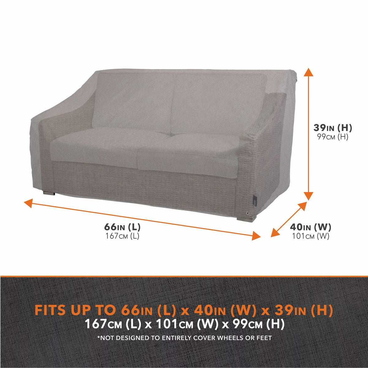 Patio Loveseat Cover, Waterproof, 66"L x 40"W x 39"H, 2-Pack, Granite Gray Y315