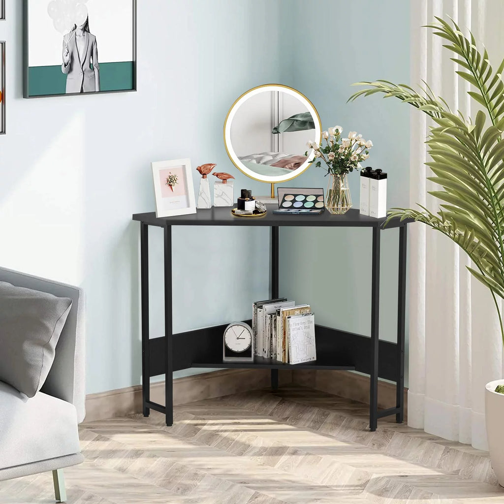 Black Corner Desk with Power Outlet F59974