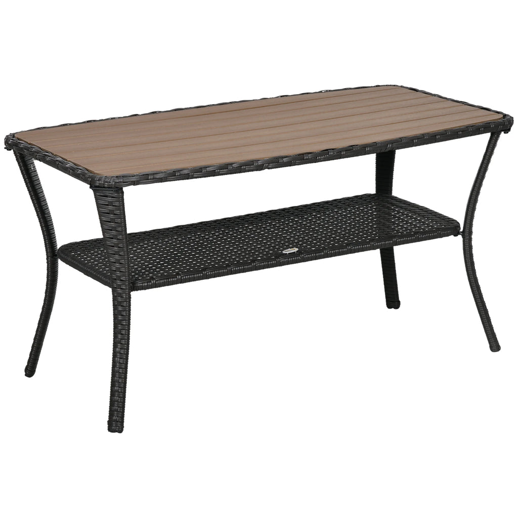Rattan Outdoor Coffee Table with 2-Layer Storage Shelf D678