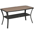 Rattan Outdoor Coffee Table with 2-Layer Storage Shelf D678