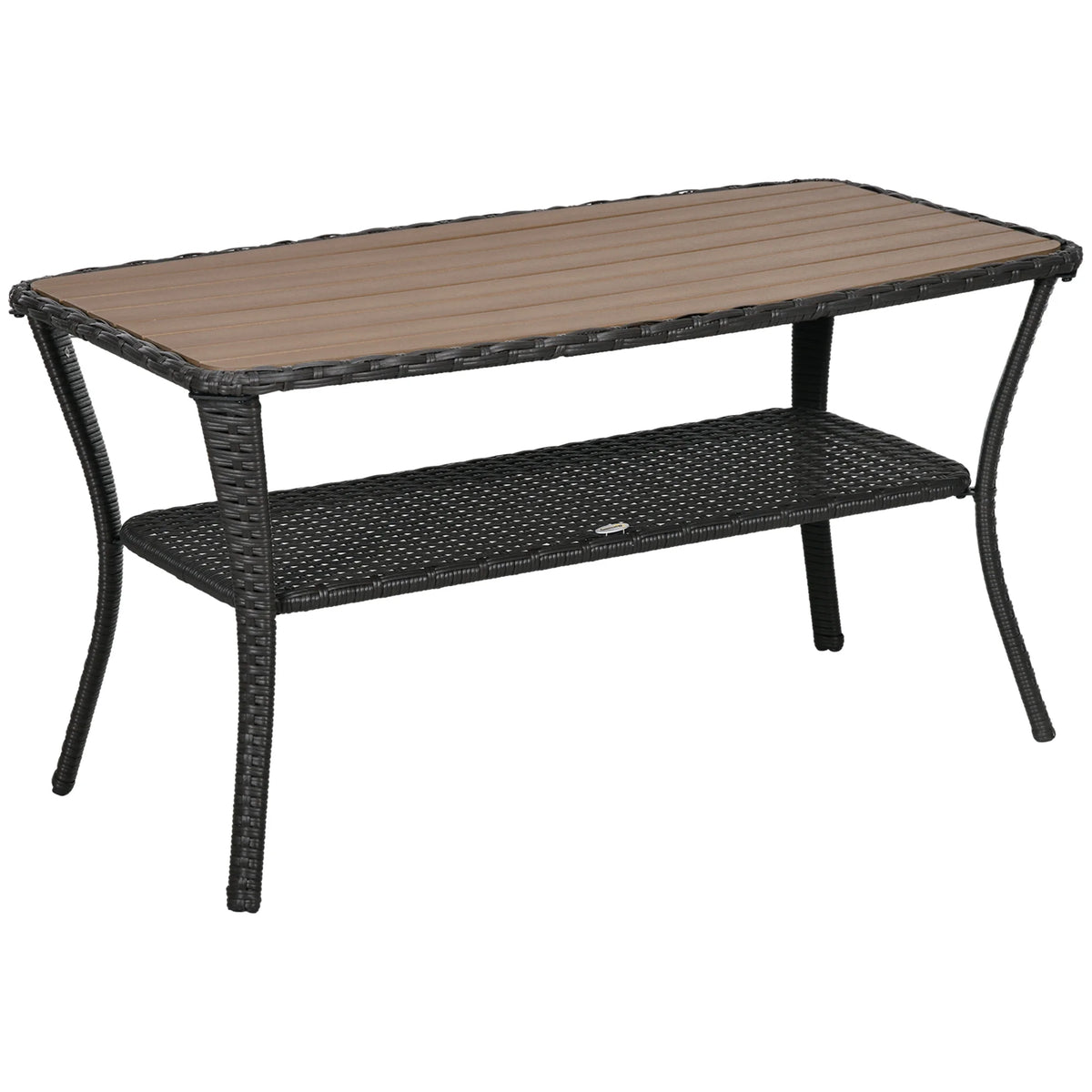Rattan Outdoor Coffee Table with 2-Layer Storage Shelf D678