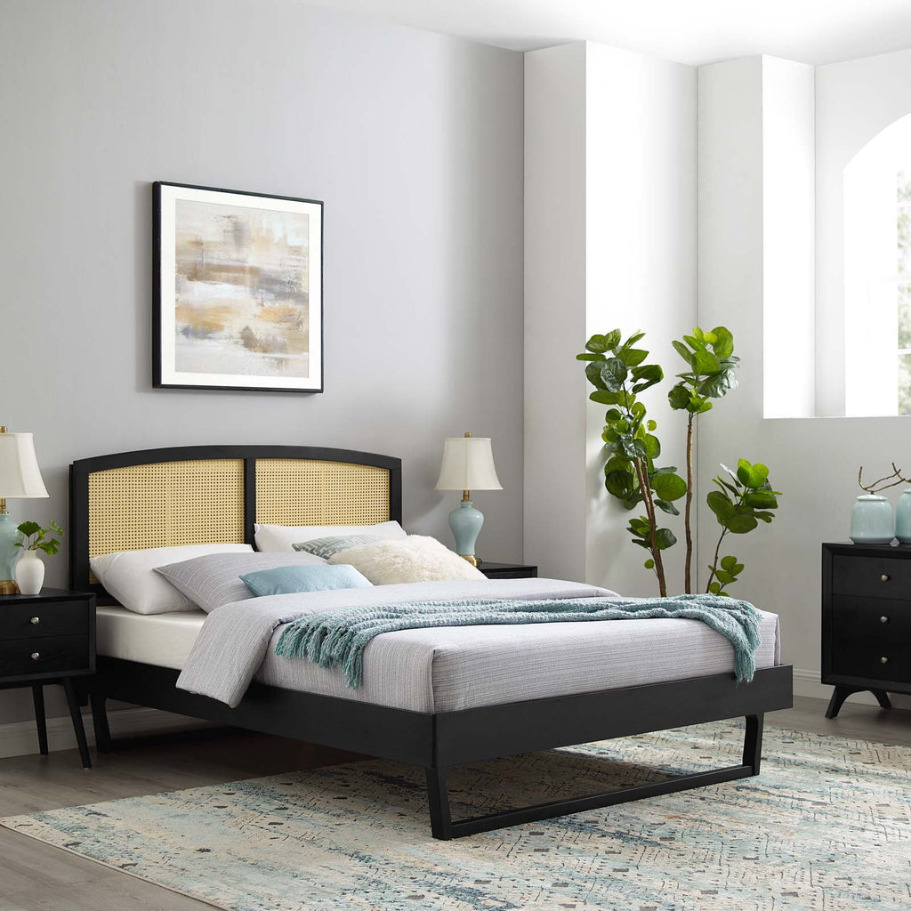 Black Wood Full Size Platform Bed Frame E881762