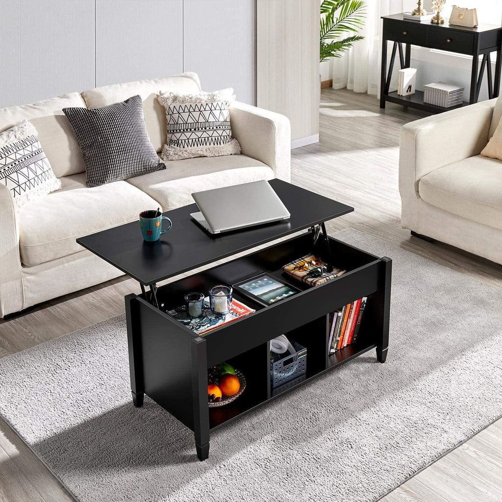 Lift Top Coffee Table with Hidden Compartment Black S60477