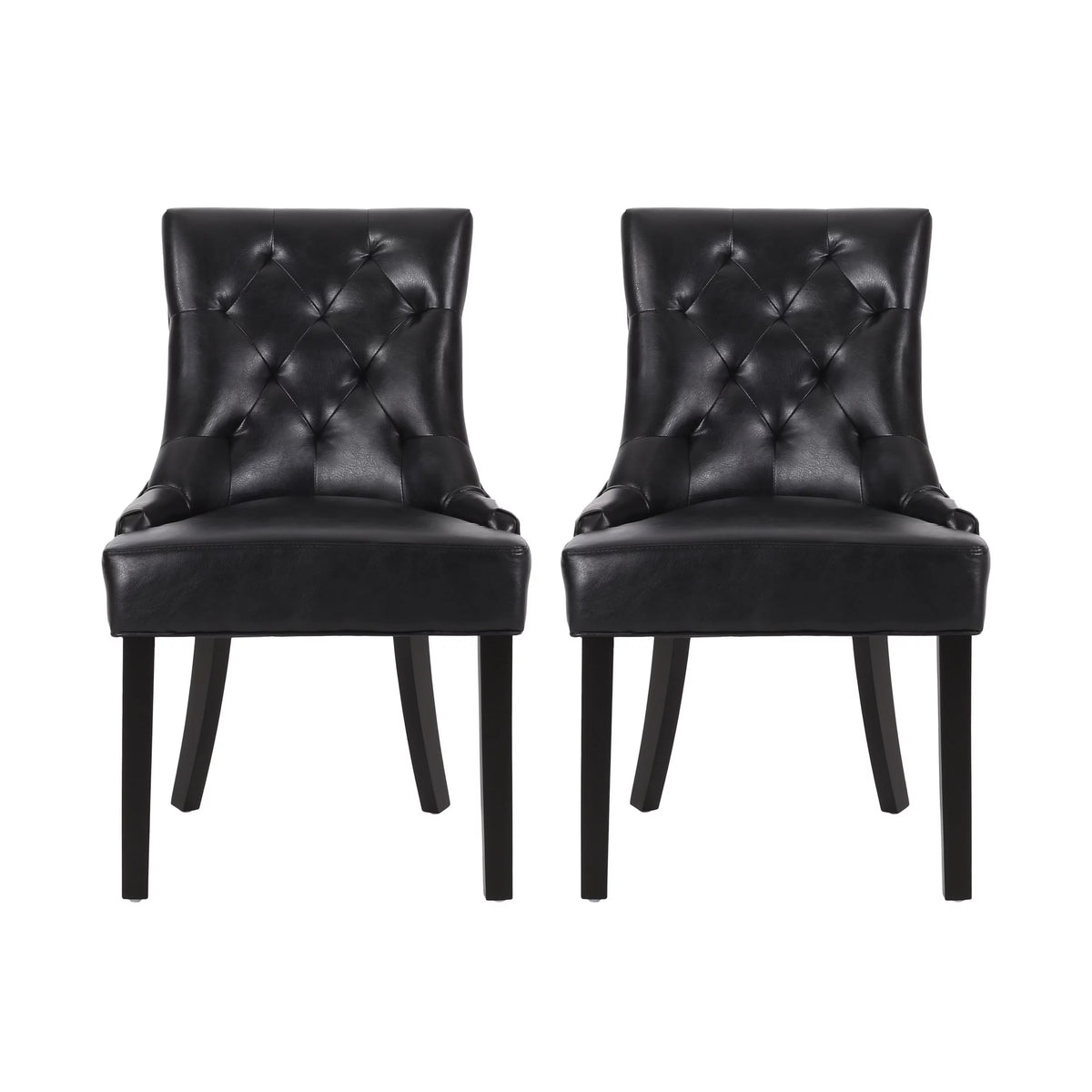 Faux Leather Dining Chairs, Set of 2, Midnight Black T270