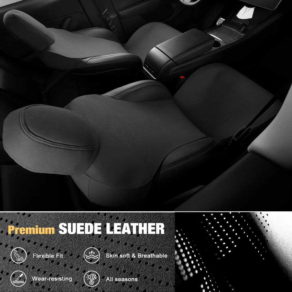Black Suede Leather Seat Cover Cushions for Tesla Model 3 W7179