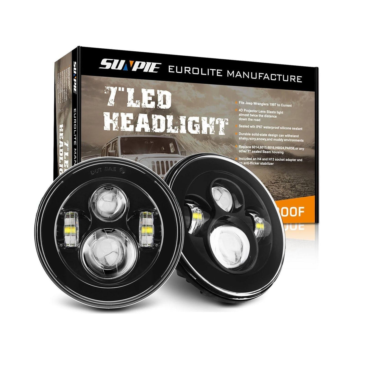 Black LED Projection Headlight Kit for Jeep U58138