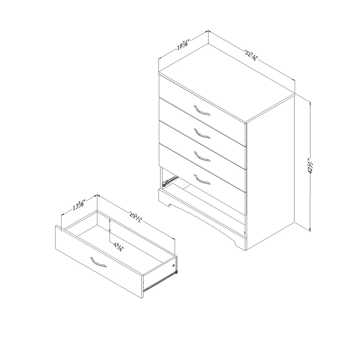 5 Drawer Dresser Pure Black X1361