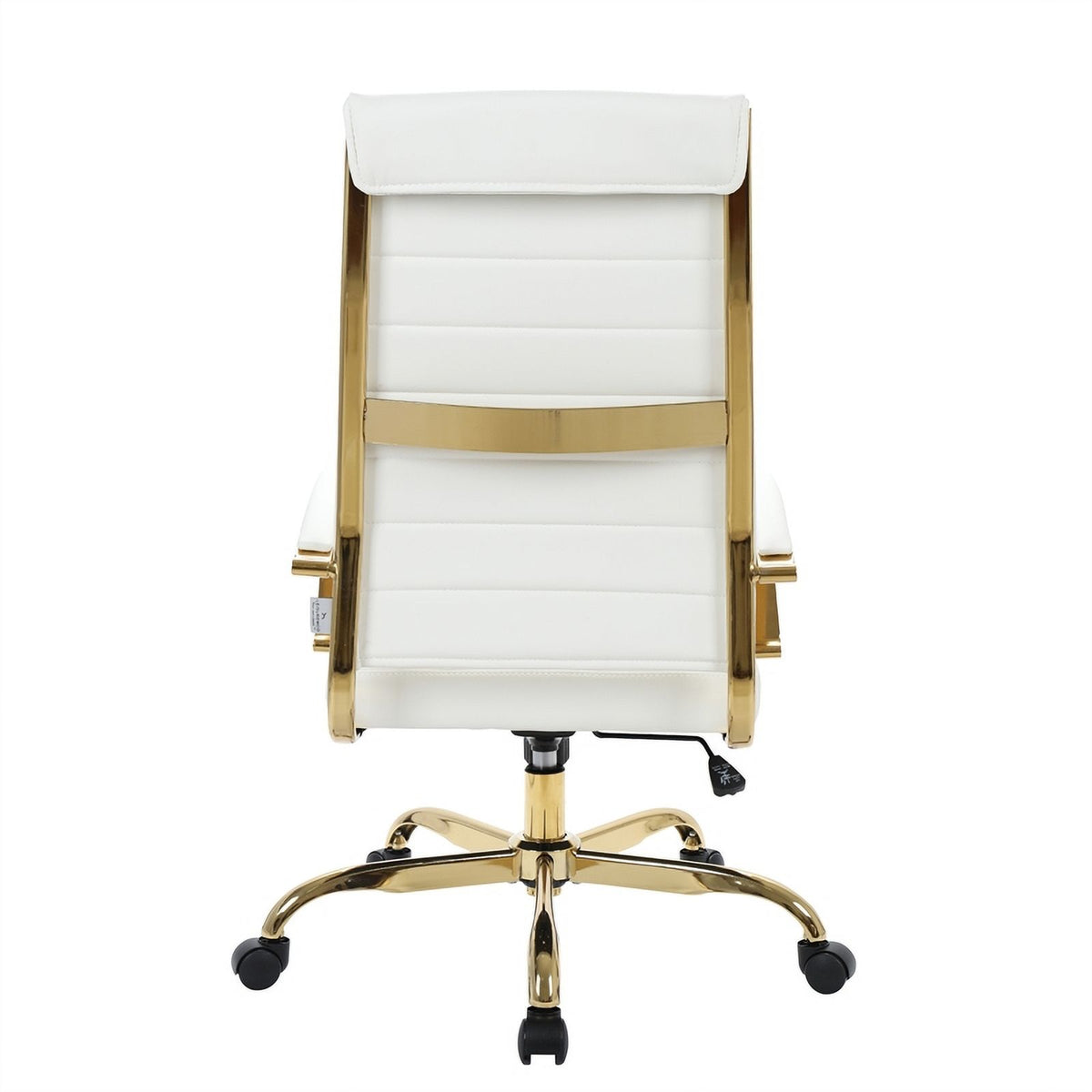 Modern Faux Leather High-Back Office Chair in White/Gold J904
