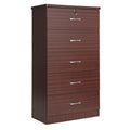 Wooden Tall 5 Drawer Chest Dresser Mahogany N9552
