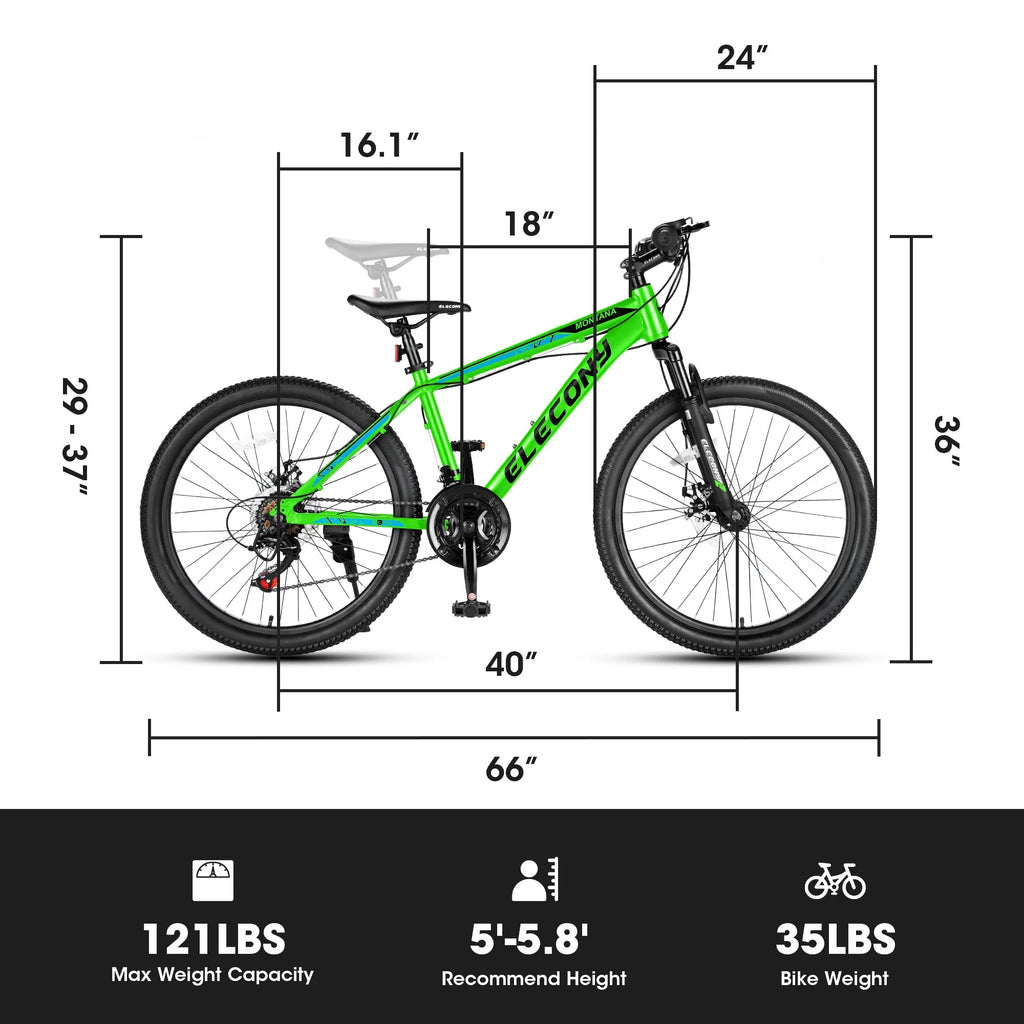24 Green Aluminum Mountain Bike with Disc Brakes J1247