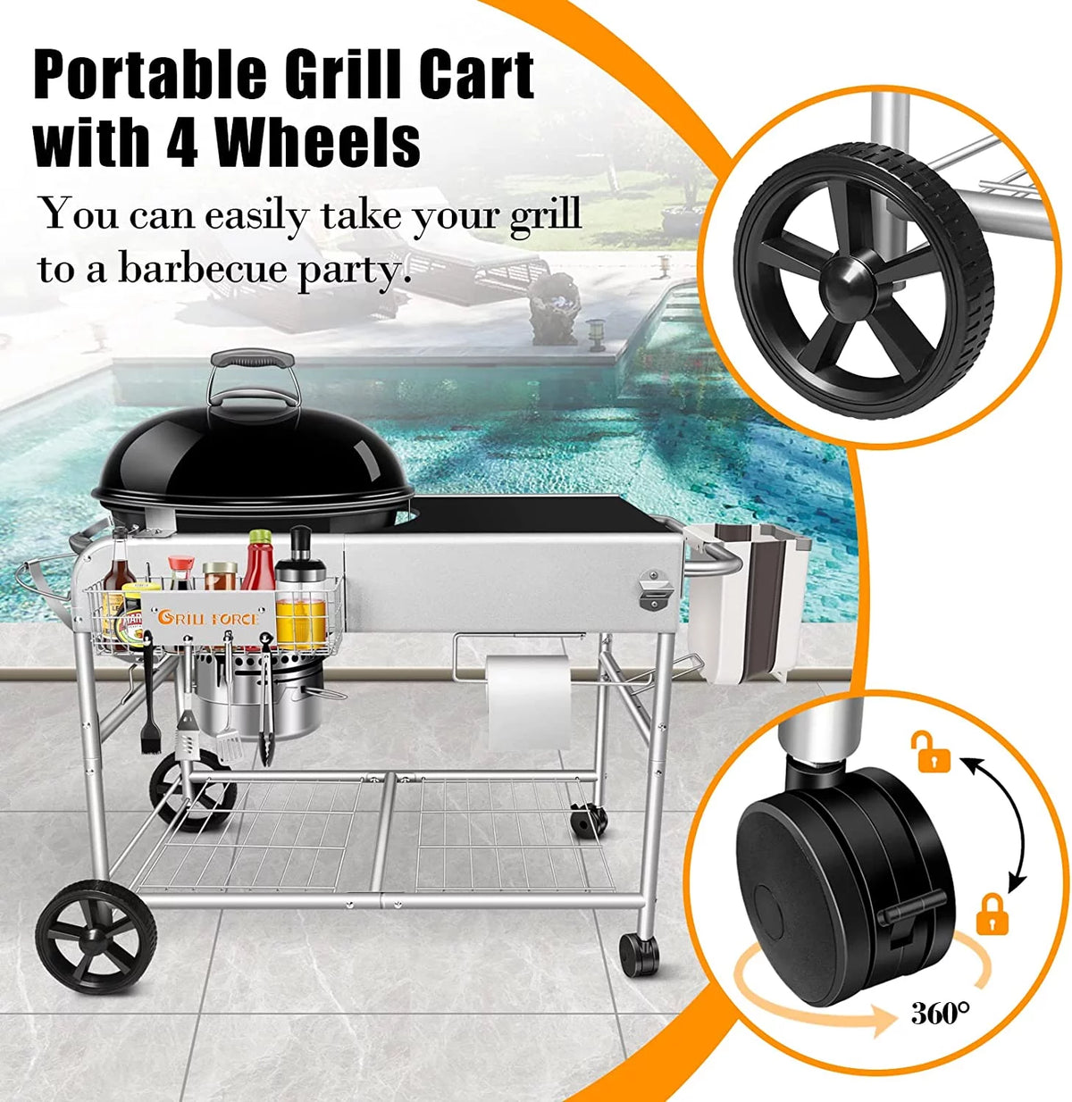 Grill Stand Cart for Charcoal Grills R22093