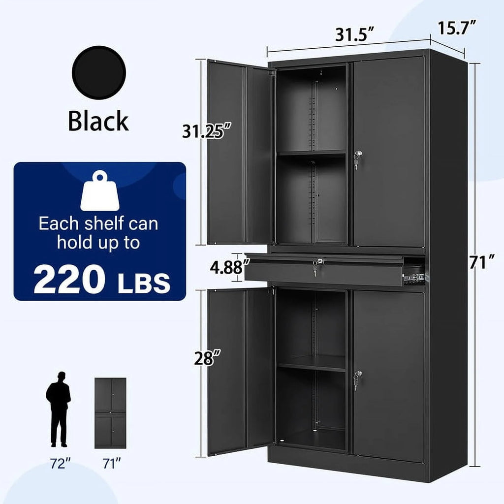 Metal Garage Storage Cabinet with Locking Doors and Adjustable Shelves O51717