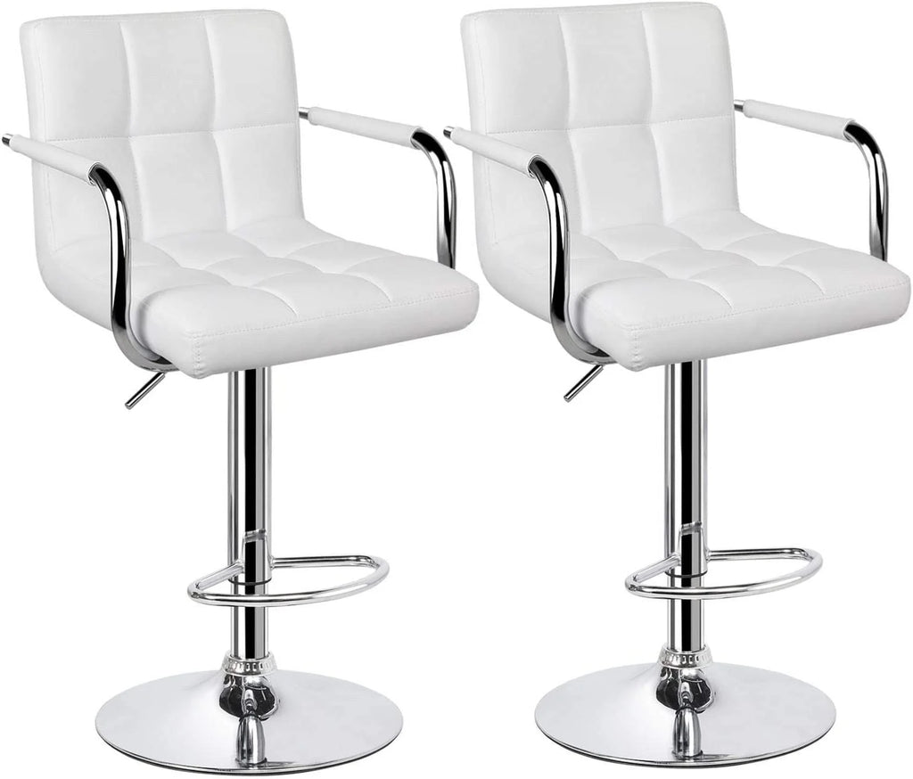 Red PU Leather Adjustable Bar Stools Set of 2 J249351