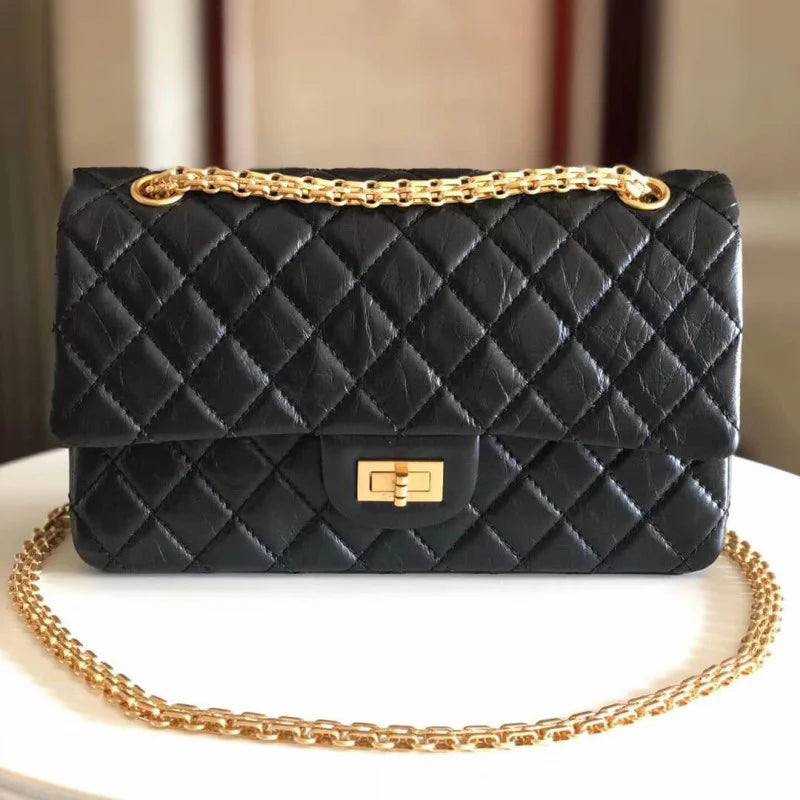 Aged Calfskin Leather Flap Bag B28209