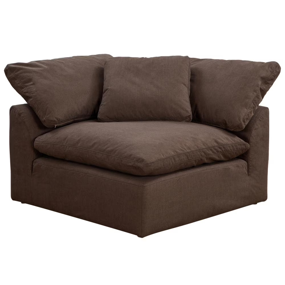 Brown Puff Fabric Slipcover for 2-Piece Loveseat N9115