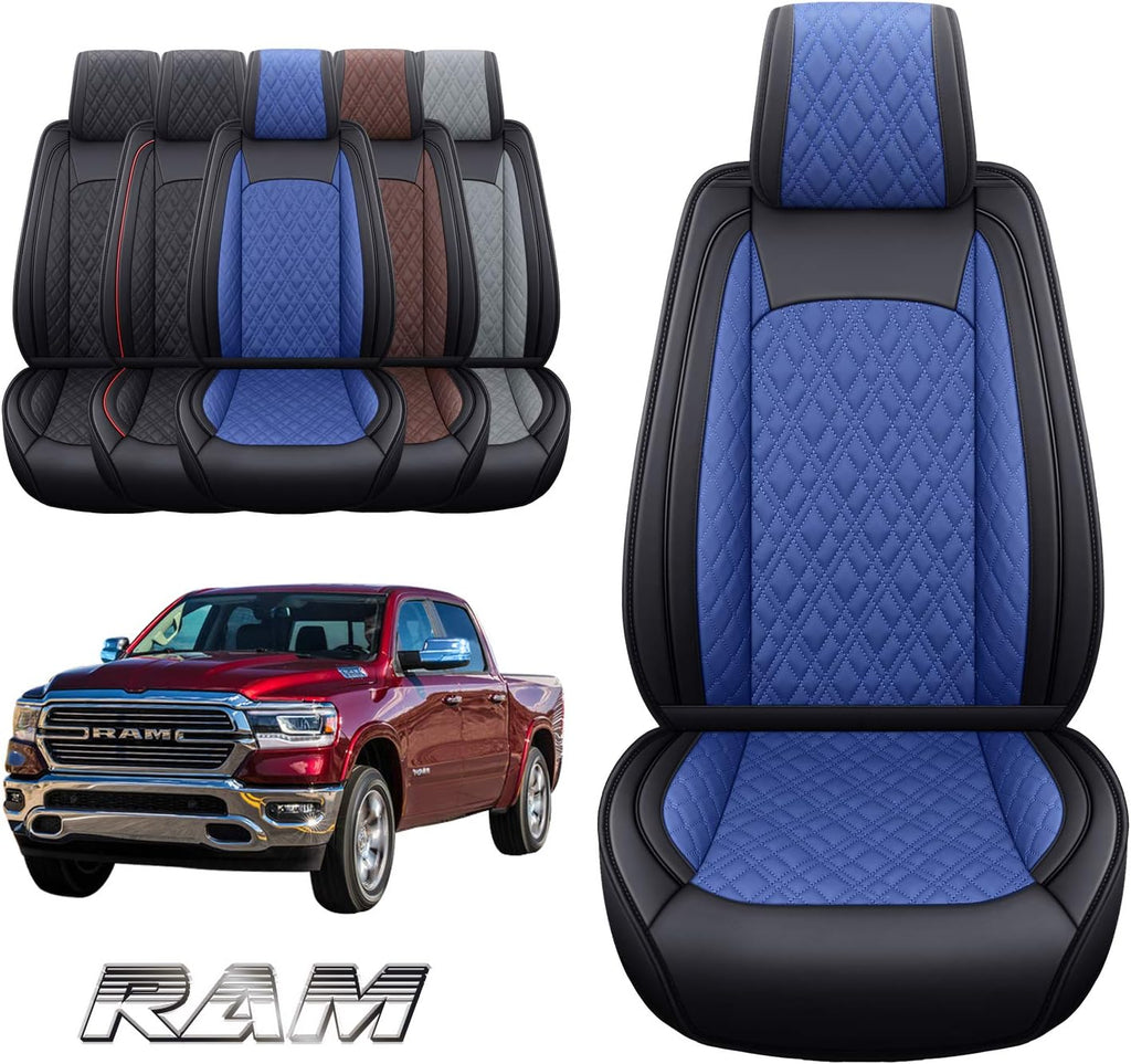 2 PCS Front Black-Red Waterproof Leather Car Seat Covers V86865
