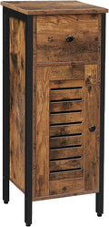 Rustic Brown Storage Cabinet with Drawer and Height-Adjustable Shelves O2690