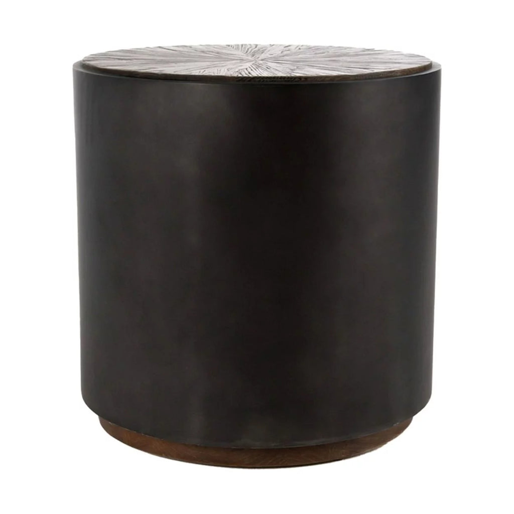 24 Inch Round Drum Wood End Table Z68655