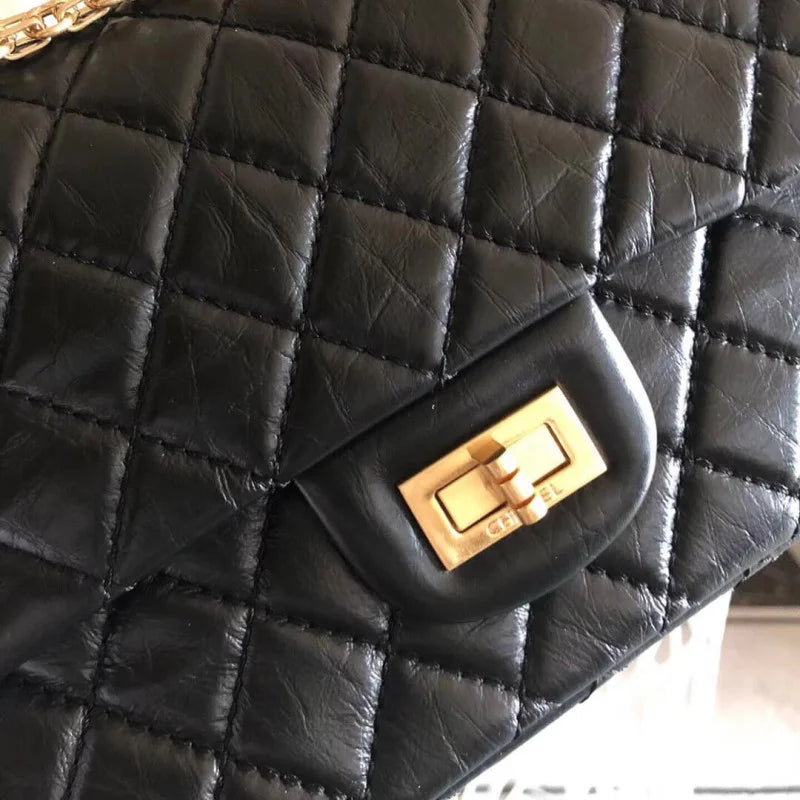 Aged Calfskin Leather Flap Bag B28209