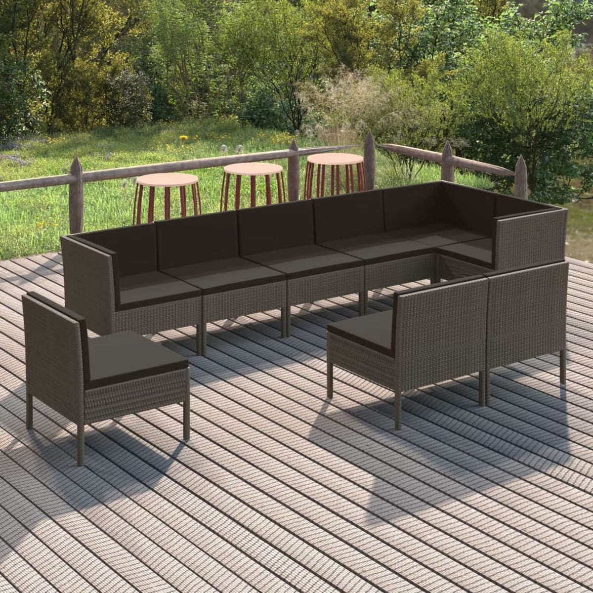 9 Piece Poly Rattan Outdoor Sectional Sofa Set C582070