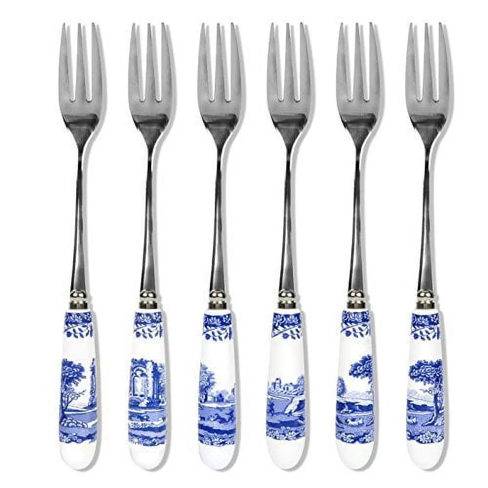 Blue Italian 6 Pastry Forks Set of 6 O9288