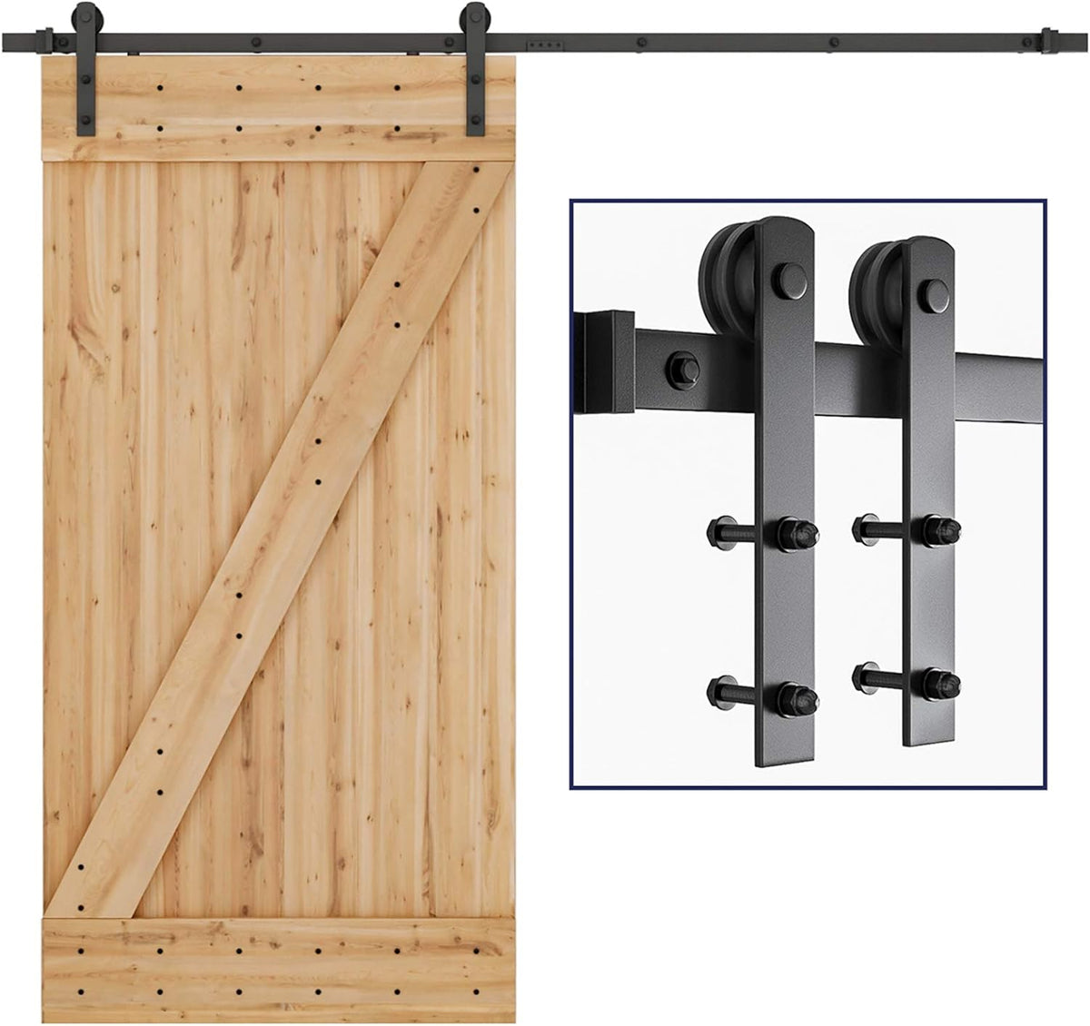 8ft Sliding Barn Door Hardware Kit for 42"-48"Wide Door Panel W1342