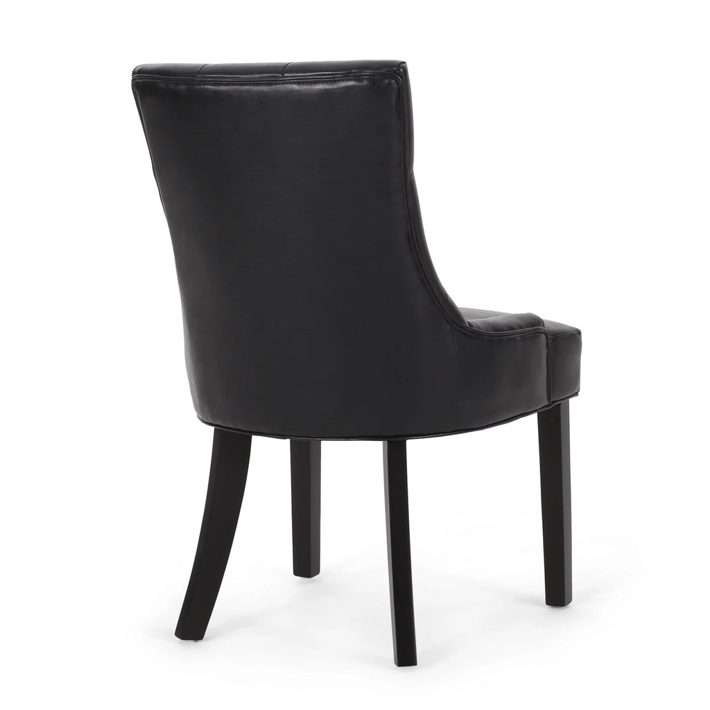 Faux Leather Dining Chairs, Set of 2, Midnight Black T270
