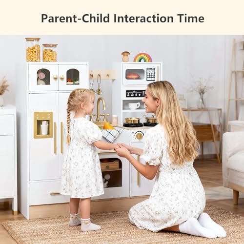 Wooden Play Kitchen Set with Stove, Sink, Coffee Maker & 11 Accessories Z9821