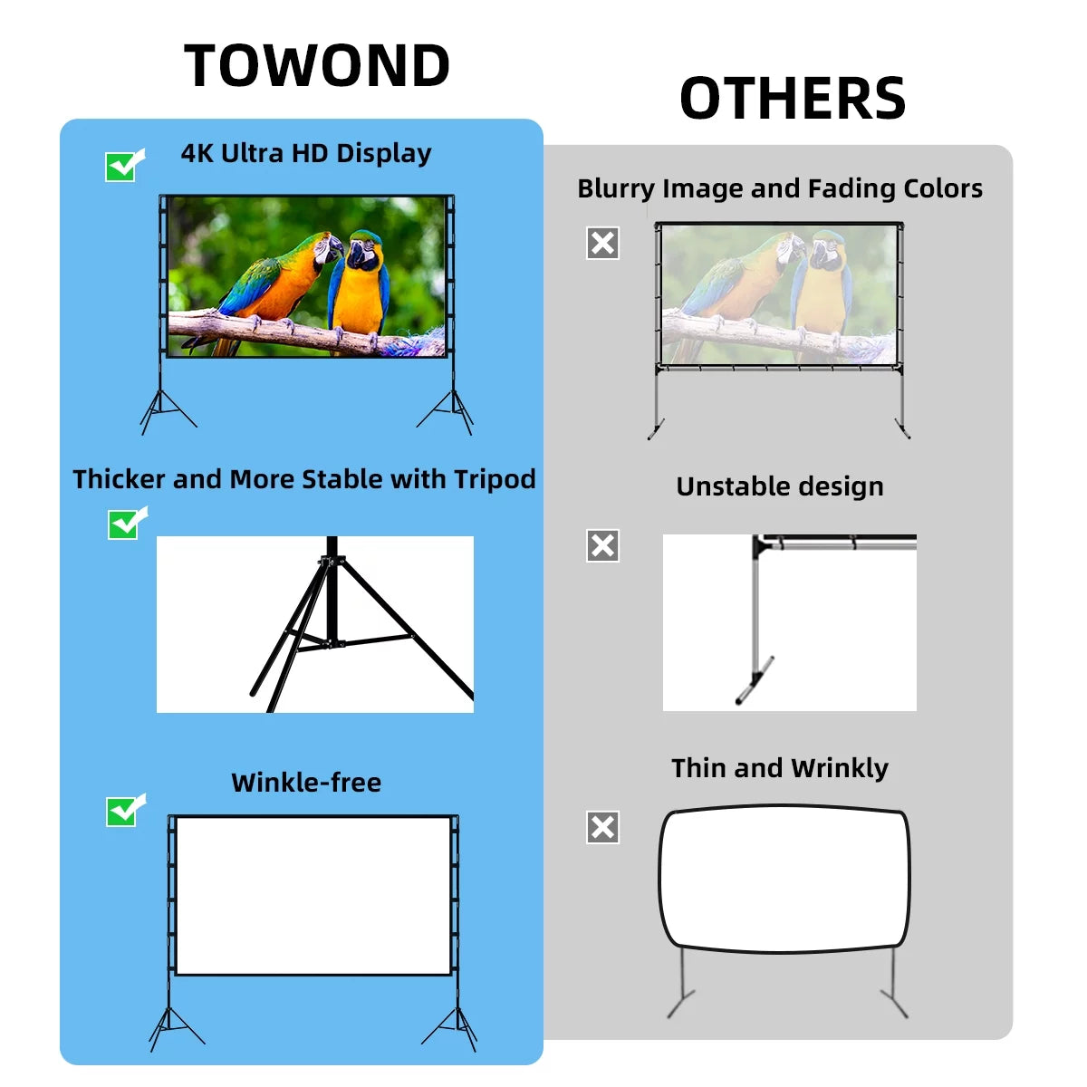 120inch 16:9 4K Projector Screen with Stand and Carry Bag G998583