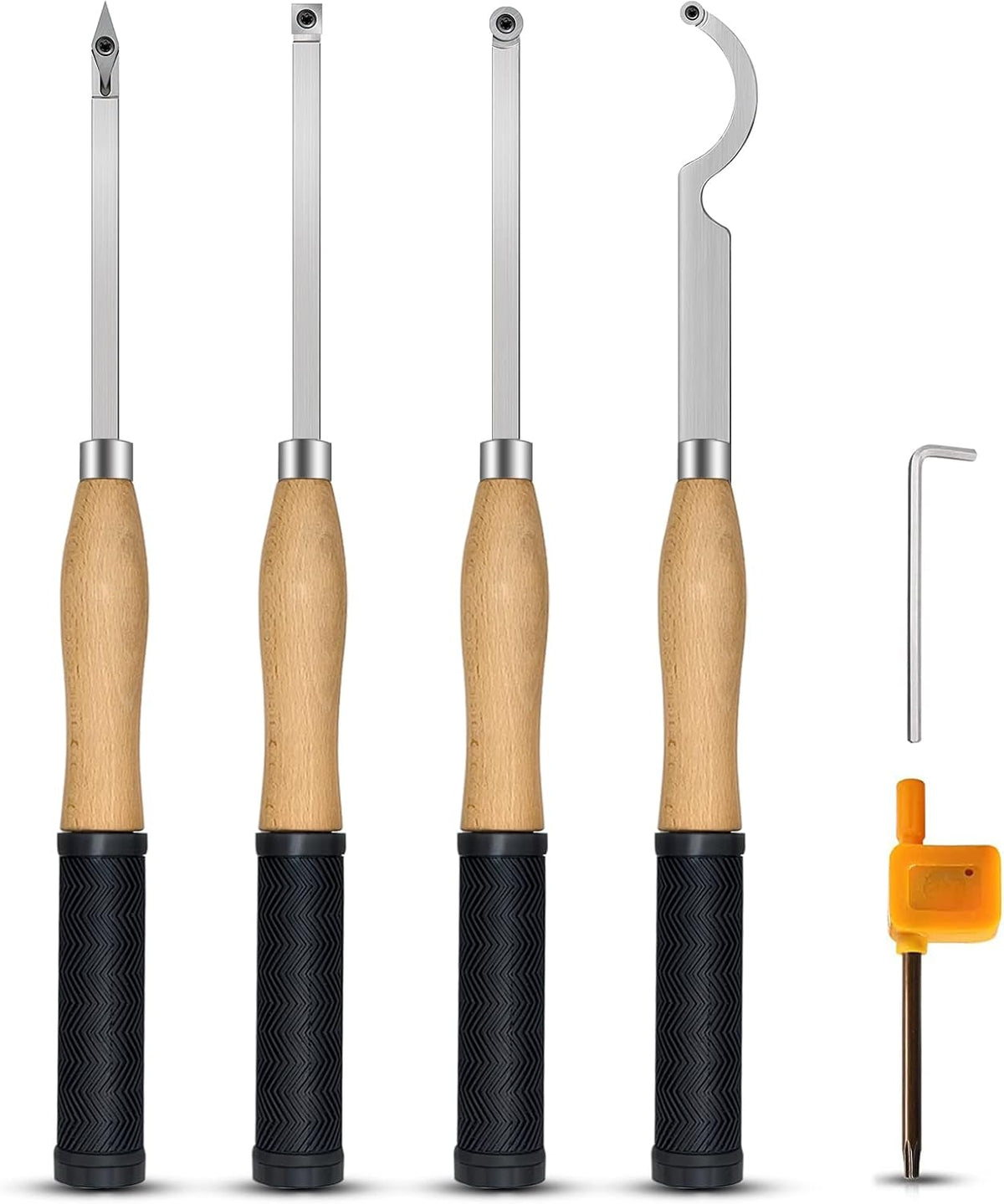 18.6inch Carbide Lathe Wood Turning Tools with Rougher Finisher Swan Neck Solid Handles J524