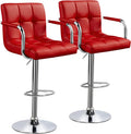 Red PU Leather Adjustable Bar Stools Set of 2 J249351