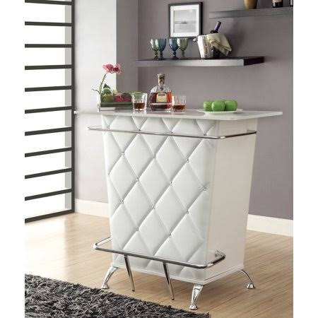 White and Chrome Tufted Bar Table K1180