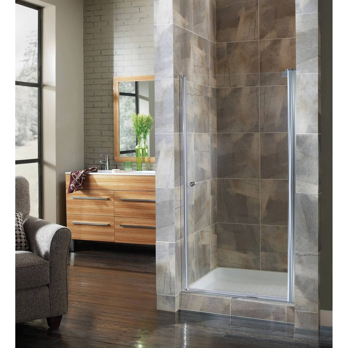 Silver Frameless Hinged Shower Door G789