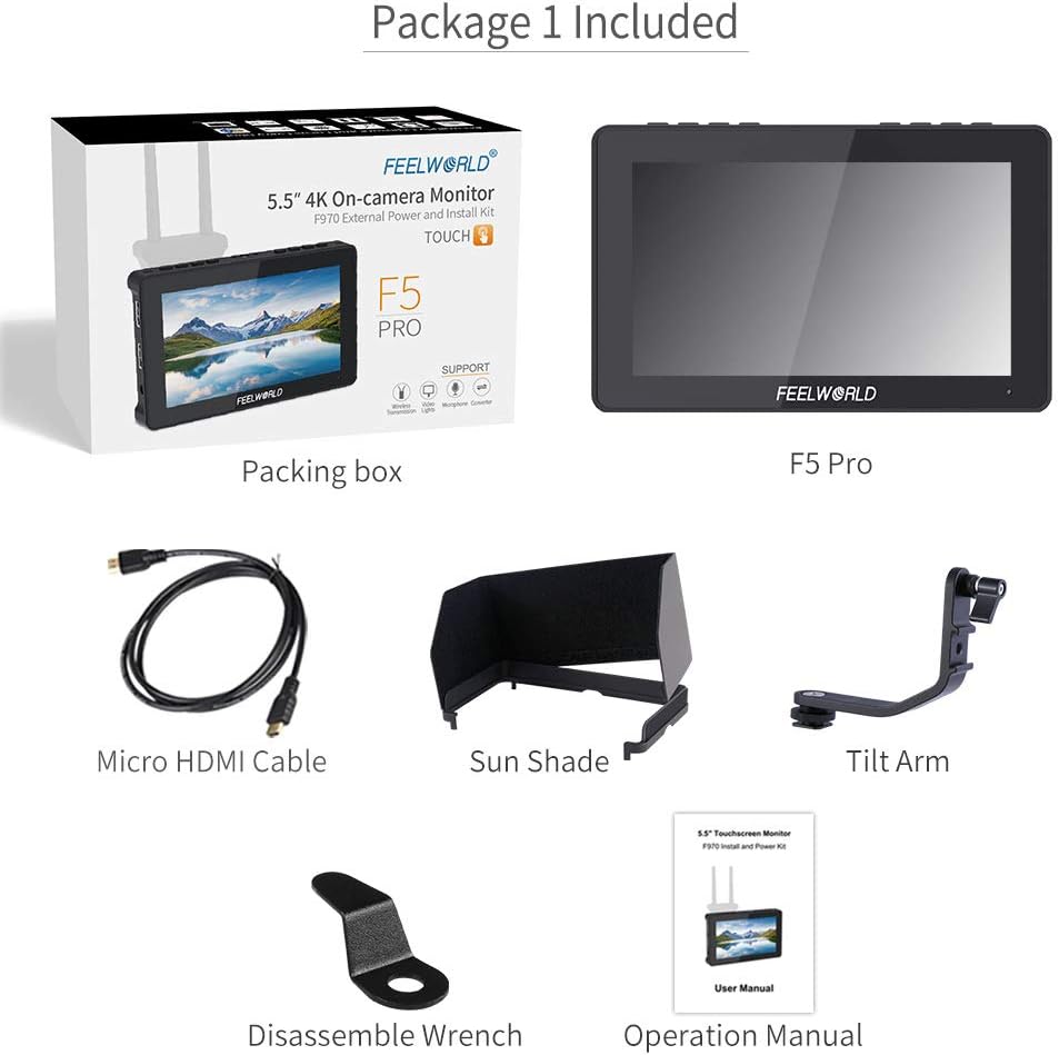 5.5 Inch Touch Screen DSLR Camera Field Monitor with 4K HDMI Input Output H8038