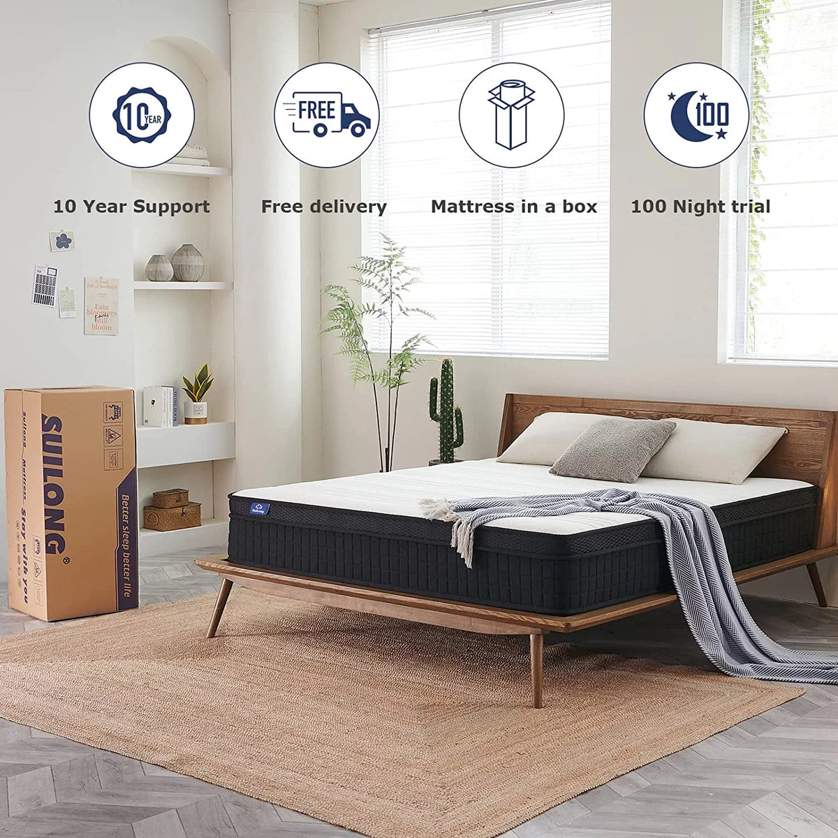 12 Inch King Spring and Memory Foam Hybrid Mattress A115589