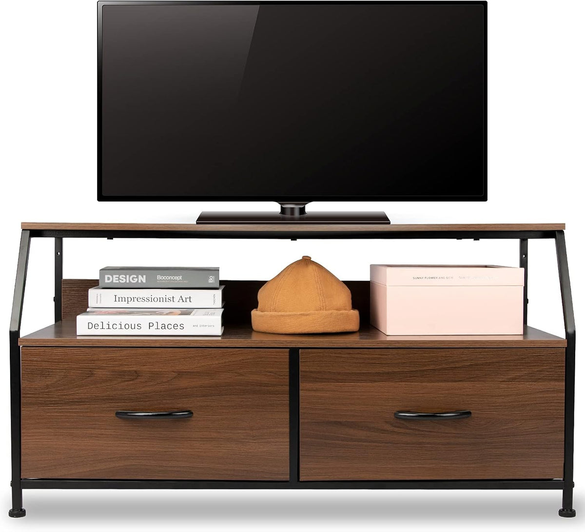 8 Drawer Fabric Storage Dresser with Wooden Top, Espresso Brown K696347