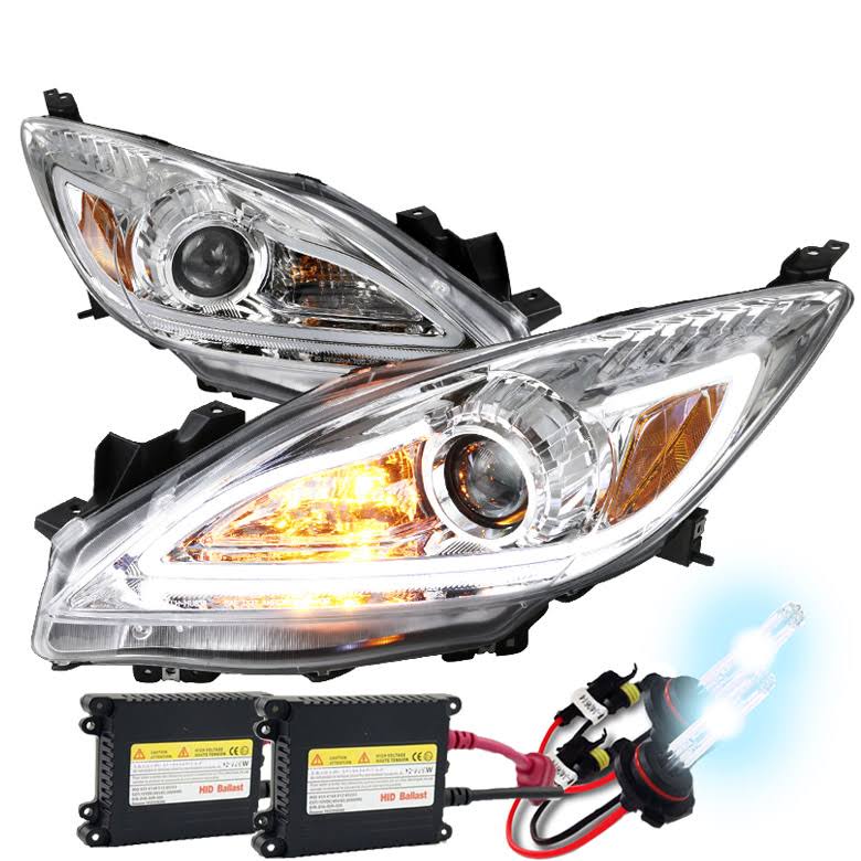 Chrome Projector Headlights with LED DRL Strip V3098