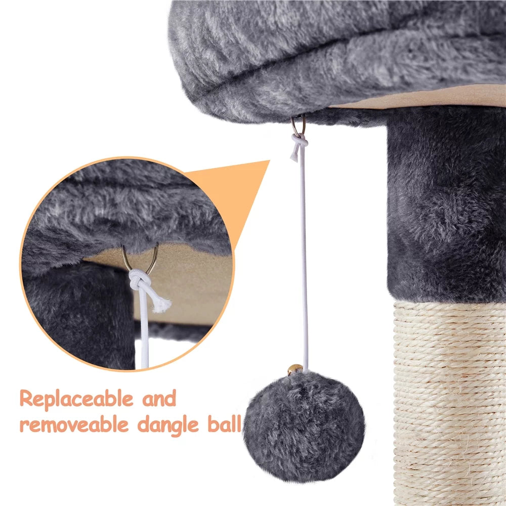 Dark Gray Cat Tree Condo Scratching Post Tower with Basket S402360