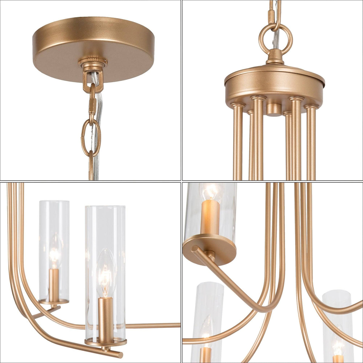 6-Light Gold Glass Chandelier D186368
